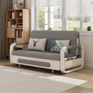 Sofá-Cama 3 em 1 com Cama de Puxar e Encosto Ajustável para Sala